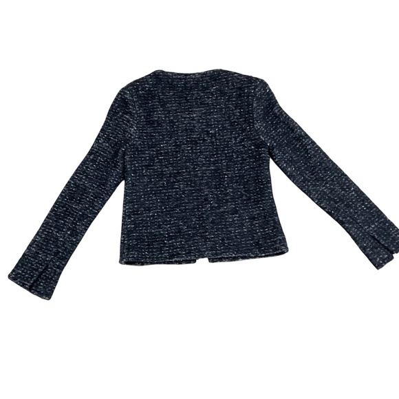 Elan Jackie-Style Boucle Tweed Jacket size Small Metallic Thread Raw Hem Lined - Picture 2 of 15